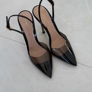 Black Slingback Pointed-Toe Heels - Women